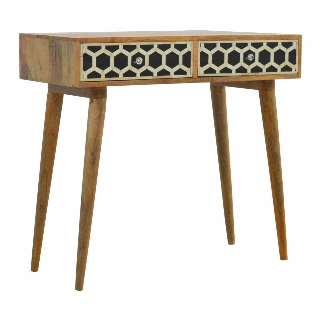 Bone Inlay & Wooden Console Table
